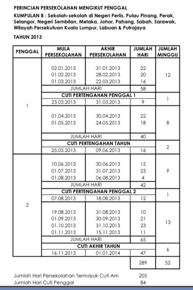 malaysia school holiday 2013